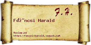 Fáncsi Harald névjegykártya